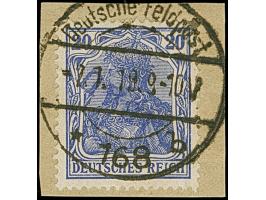 1919, Aufdrucktype II, violettblauer Aufdruck: Germania 20 Pfennig violettblau, kopfstehender Aufdruck, farbfrisch und gut ge
