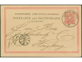 “DSP OST-ASIATISCHE-ZWEIGLINIE *a 18.10.88” (D. General Werder) klar auf Ganzsachenkarte 10 Pfg. mit Text und Datierung “An B