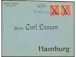 1910 (ca.), “HOHENSTAUFEN” violetter L1 auf zwei Einzelmarken Funchal 25 R. mit Federstrich-Entwertung und nebengesetztem Dat