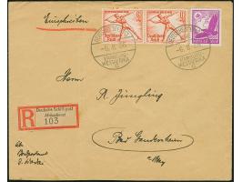 “DSP HAMBURG-WESTAFRIKA c 6.8.36” (D. Wadai" zweimal klar auf Flugpost 40 Pfg. und waagerechtem Paar Olympische Spiele 8 Pfg.