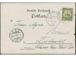 “DSP SYDNEY-HONGKONG *a 17,2,03” (D. Oceana) klar auf Kaiseryacht 5 Pfg. auf Ansichtskarte “Gruss aus Ponape” mit Text und Da