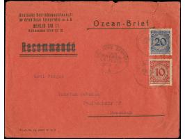 1924, “DSP LINE BREMEN-LA PLATA a 20.9.24” mehrfach klar auf Rentenpfennig 10 und 20 Pfg. als tarifgerechte Frankatur auf Oze