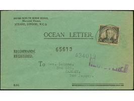 1929, USA Freimarke 17 C. mit stummen Ovalstempel auf R-Ocean-Letter “British Wireless Marine Service” von “NEW YORK MAY 21.1