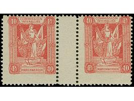 1920, 1. Mailänder Ausgabe 10 Pfennig karmin im waagerechten Zwischenstegpaar, postfrisch, üblich gezähnt, tadellos
