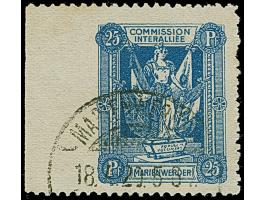 1920, 1. Mailänder Ausgabe 25 Pfennig dunkelultramarin, linkes Seitenrandstück, links senkrecht ungezähnt, sauber gestempelt,
