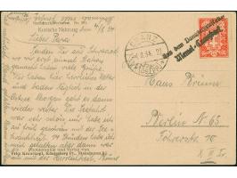 “Aus dem Dampferbriefkasten Memel-Cranzbeek” schwarzer L2 als Entwerter auf Litauen 15 C. rosa auf Ansichtskarte “Schwarzort 