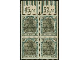 1920, Germania 75 Pfennig mit schwarzem Probeaufdruck von Druckplatte I, jedoch im weiten statt engen Zeilenabstand, Oberrand