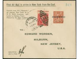 1926, König Georg V. mit schwarzem L1 “HOMERIC” auf Luftpost-Vordruckbrief als Versuchs-Vorausflug von der SS Homeric für spä