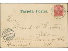 “DSP OST-AFRIKANISCHE HAUPTLINIE *k 12.12.01” (D. Koenig) zweimal klar auf Kaiseryacht 2 und 3 Pesa auf Postkarte, dazu drei 