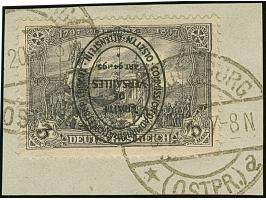 1920, Aufdruckausgabe im Hochoval 3 Mark mit kopfstehendem Aufdruck, farbfrisch und gut gezähnt, sauber mit Stempel “WARTENBU