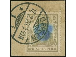 1920, Germania 2 Pfennig gelbgrau, farbfrisch und gut gezähnt, sauber mit Stempel “OPPELN 17.2.20” auf Briefstück (zur Kontro