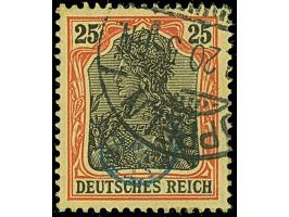 1920, Germania 25 Pfennig rotorange/schwarz auf gelbweiß, farbfrisch und gut gezähnt, sauber mit Stempel “OPPELN .20" entwert