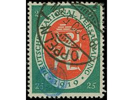 1920, Nationalversammlung 25 Pfennig dunkelopalgrün/zinnoberrot, farbfrisch und gut gezähnt, sauber mit Stempel “OPPELN 19.2.