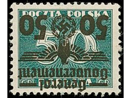 1940, Portomarke 50 Groszy auf 50 Groszy schwärzlichbläulichgrün, mit kopfstehendem Aufdruck, sauber ungebraucht mit den orig