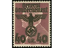 1940, Aufdruckausgabe 40 Groszy auf 30 Groszy, Aufdruck mit Gummiplatte, postfrisch, zwei Zahnspitzen winzigst stockig, sonst