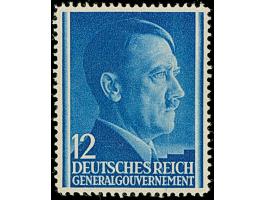 1941, Hitler 12 Groszy, Farbprobe in blau, Linienzähnung 12, ohne Gummi, tadellos