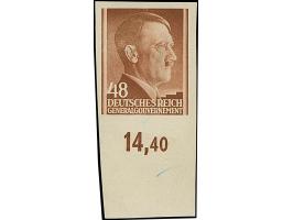 1941, Hitler 48 Groszy ungezähntes Unterrandstück, übliche, etwas abgeschwächte Blaustiftspuren, tadellos, sign. Jungjohann B