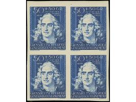 1944, Kulturträger August der Starke 50 Groszy, ungezähnter Viererblock, postfrisch, tadellos, sign. H.W. Sieger