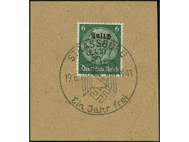 1940, Hindenburg 6 Pfg. mit kopfstehendem Aufdruck, sauber mit Sonderstempel "STRASSBURG (ELS) Ein Jahr Frei" 19.6.1941" auf 