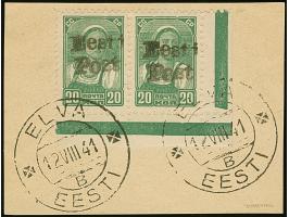 1941, 20 Kopeken schwarzgelbgrün, waagerechtes Paar aus der rechten unteren Bogenecke, farbfrisch und gut gezähnt, sauber mit