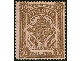 1884/96, Stamp Duty Series Lithographed 10 s. brown on rose, margin wmk. letters and first V over Crown sideways, variety per