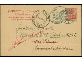 “DSP LINIE HAMBURG-WESTAFRIKA XLII ….10.12.” klar auf Frage-Ganzsachenkarte von “EISLEBEN 1.10.12” über Hamburg per Schiff na