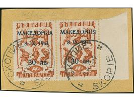 30 L. auf 14 St. mit Aufdruck in Type I und Aufdruckfehler “arabisches A statt kyrillisches R im Wort ”MAKEDONIA" (Feld 19) i