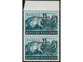 6 L. auf 15 St. mit Aufdruck in Type II mit der Platte der 6 L. auf 10 St. (Wertziffer “6” statt “9”) im senkrechten Paar mit