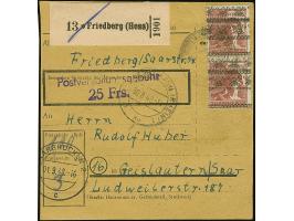 Band auf Arbeiter 60 Pfg. karminbraun mit doppeltem Aufdruck im senkrechten Paar mit Stempel “FRIEDBERG…8.48” als tarifgerech