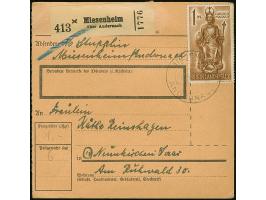 1947, 1 M. mit Stempel “MIESENHEIM über ANDERNACH 5.5.48” auf Paketkarte nach Neunkirchen, Saar mit Ankunftsstempel, eine nic