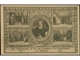 1917, 400Jahrfreier der Reformation Karte Germania 2½ + 7½ Pfg. auf hellsämischgrauem Papier, vier verschiedene Bilder, bis a
