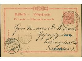 1893, “DSP OST-AFRIKANISCHE HAUPTLINIE *C 3.4.93” (D. Kanzler) klar auf Ganzsachenkarte Krone/Adler 10 Pfg. mit Datierung “Za