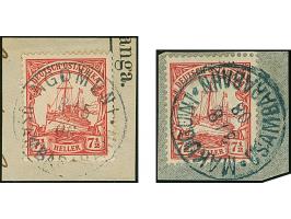 “MAKUGUNI USAMBARABAHN 3.8.08" und “NGOMENI USAMBARABAHN 3.5.06” jeweils klar auf Kaiseryacht 7½ H. ohne bzw. mit Wasserzeich