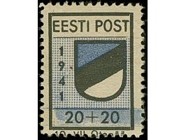 1941, Wappenschild 20 Kopeken, gezähnt, Type II, farbfrisch und gut gezähnt, mit Abart “blauer Balken durch Wertangabe”, post