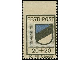 1941, Wappenschild 20 Kopeken, gezähnt, Type II, Oberrandstück, oben ungezähnt, farbfrisch und gut gezähnt, postfrisch, tadel