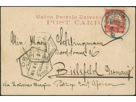 1915, Kaiseryacht 7½ H. mit klarem Stempel “DODOMA (DOA) 10.5.15” auf Ansichtskarte “Zanzibar” mit viel Text via “IBO 8.7.15”