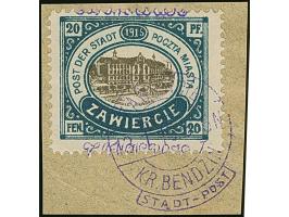 1916, Ansichten 20 Pfennig, mit Kontrolleindruck in dunkelblauviolett, farbfrisch und gut gezähnt, sauber gestempelt auf Brie
