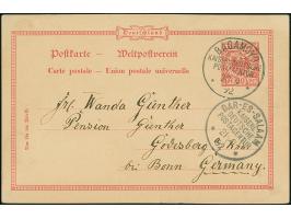 1890, Ganzsachenkarte Krone/Adler 10 Pfg. mit klarem Stempel “BAGAMOYO KDPAg 20.4.92” und viel Text via “DAR-ES-SALAAM KDPAg 