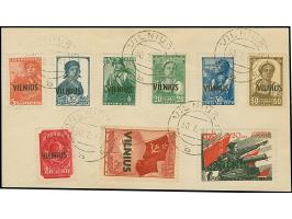 1941, Vilnius 5 Kopeken - 1 Rubel, je farbfrisch und gut gezähnt, sauber mit Stempel “VILNIUS 30.7.41” auf großem Briefstück,