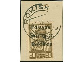 1941, 50 Kopeken braun, schwarzer Aufdruck, mit Aufdruckfehler “Monatsangabe Vi statt VI”, farbfrisch und gut gezähnt, sauber