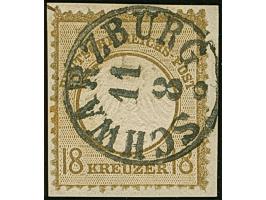 18 Kr. ockerbraun, farbfrisch in dunklerer Nuance mit sehr klarem Taxis-EKr. “SCHWARZBURG 11.8.” auf Briefstück, Die Marke is