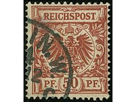 50 Pfg. bräunlichkarmin (weinrot quarzend), sauber gestempelt und in tadelloser Erhaltung. Der Stempel “BERLIN W64 *c…12…” st