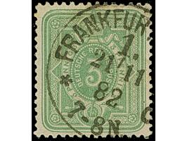 3 Pfg. zartsmaragdgrün, farbfrisch und typisch gezähnt mit klarem EKr. “FRANKFURT A/MAIN 1 *c 21.11.82” und in einwandfreier 