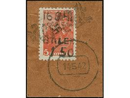 1942, Aufdrucktype III, Hakenkreuz 4mm: 1,50 Rubel auf 5 Kopeken bräunlichrot, farbfrisch und gut gezähnt, sauber mit L1 “Ale