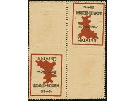 NORDUKRAINE: Gorochow Landkarte 12+28 Pfennig braunrot/schwarz, kompletter Kleinbogen zu vier Werten, bestehend aus zwei vord