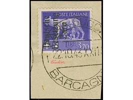 1943, 5 Centisimi - 10 Lire, je farbfrisch und gut gezähnt, sauber mit Stempel “ZARA SUCC. 1 22.10.43” auf Briefstücken, 10 u