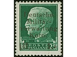 1944, Freimarke 1 Lire auf 25 Centisimi schwarzgrün, mit schwarzem Probeaufdruck, postfrisch, tadellos, sehr selten, sign. Pi