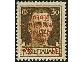 1944, Freimarke 3 Lire auf 30 Centisimi schwarzbraun, mit kopfstehendem Aufdruck in Type I, postfrisch, tadellos, sehr selten