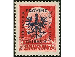 1944, 75 Centesimi rot mit Probeaufdruck in Type I statt Type II, postfrisch mit üblichem blauen Annulierungsstrich, tadellos