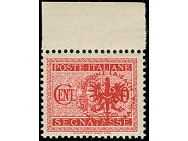 1944, 20 Centesimi dunkelrosarot, Oberrandstück mit Aufdruckabart “Aufdruck rechts statt mittig”, postfrisch, tadellos, eine 